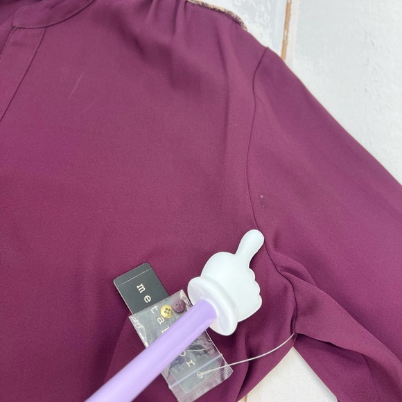 Metaphor Burgandy Dark  Red Semi Sheer Buttom Down Top SIZE XL - Picture 10 of 17